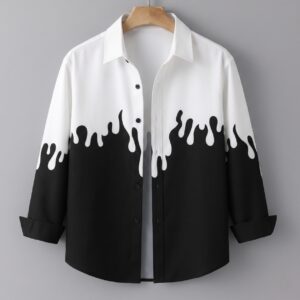 China Magnate Fabric Full Shirt Black & White